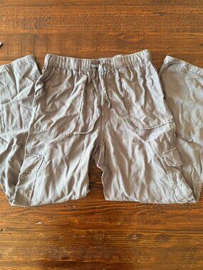 blue thread and supply lyocell cargo jogger pants with adjustable waist and